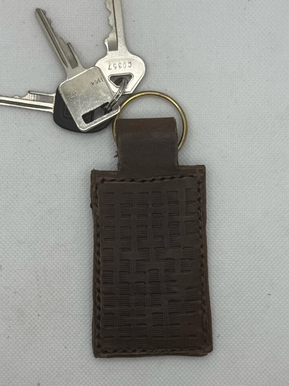 Brown Leather Key Fob Keychain